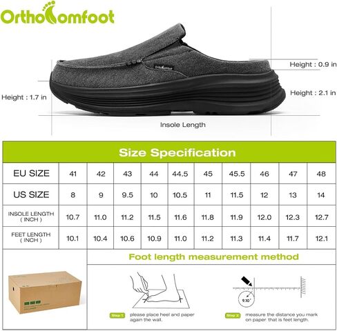 أحذية المشي الرجالية من OrthoComfoot لتقويم العظام سهلة الارتداء: شباشب كاجوال مريحة لدعم قوس القدم لالتهاب اللفافة الأخمصية، أحذية تقويمية من القماش الناعم لتخفيف آلام القدم والكعب in Kuwait