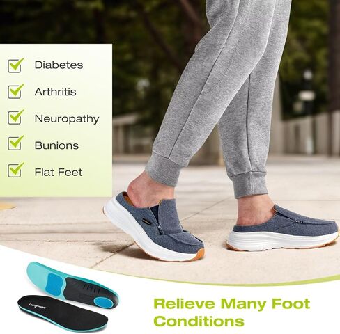 OrthoComfoot Men's Orthopedic Slip-On Loafers Walking Shoes: Casual Comfortable Arch Support Slippers for Plantar Fasciitis, Soft Canvas Orthotic Shoes for Foot and Heel Pain Relief in Kuwait