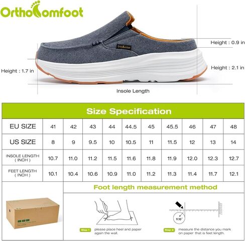 OrthoComfoot Men's Orthopedic Slip-On Loafers Walking Shoes: Casual Comfortable Arch Support Slippers for Plantar Fasciitis, Soft Canvas Orthotic Shoes for Foot and Heel Pain Relief in Kuwait