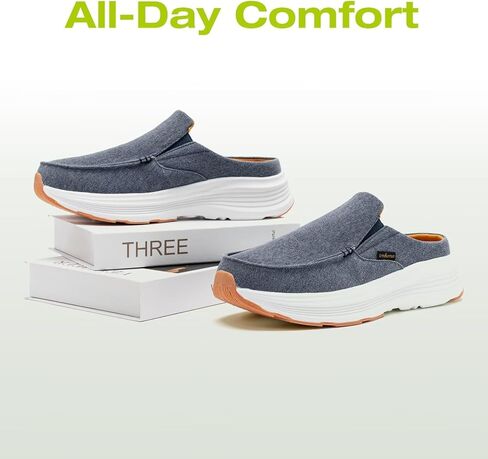 OrthoComfoot Men's Orthopedic Slip-On Loafers Walking Shoes: Casual Comfortable Arch Support Slippers for Plantar Fasciitis, Soft Canvas Orthotic Shoes for Foot and Heel Pain Relief in Kuwait