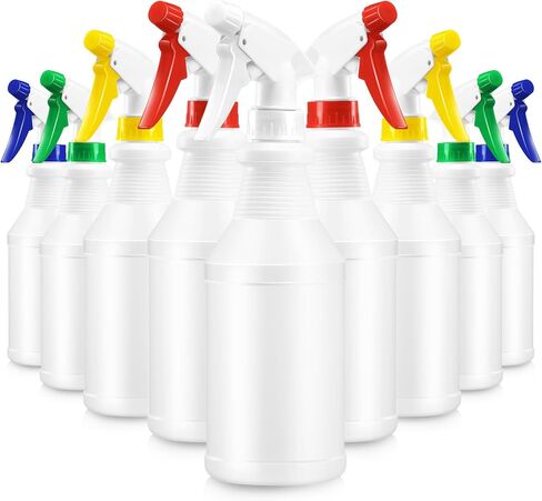 meekoo 10 قطع زجاجات رذاذ بلاستيكية سعة 16 أونصة مع فوهة قابلة للتعديل، زجاجات رذاذ فارغة قابلة لإعادة الملء لحلول التنظيف، سقي النباتات، تدريب الحيوانات، الحمام أو المطبخ، تجاري وسكني in Kuwait