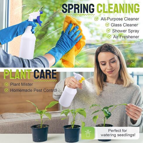 meekoo 10 قطع زجاجات رذاذ بلاستيكية سعة 16 أونصة مع فوهة قابلة للتعديل، زجاجات رذاذ فارغة قابلة لإعادة الملء لحلول التنظيف، سقي النباتات، تدريب الحيوانات، الحمام أو المطبخ، تجاري وسكني in Kuwait