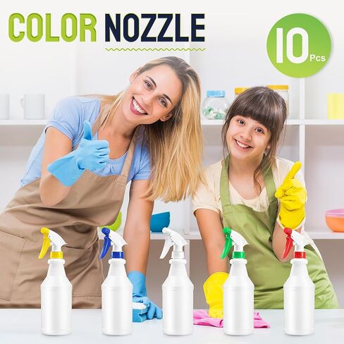 meekoo 10 قطع زجاجات رذاذ بلاستيكية سعة 16 أونصة مع فوهة قابلة للتعديل، زجاجات رذاذ فارغة قابلة لإعادة الملء لحلول التنظيف، سقي النباتات، تدريب الحيوانات، الحمام أو المطبخ، تجاري وسكني in Kuwait