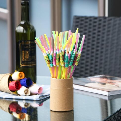 ALINK 100 Pcs Umbrella Drink Straws, Plastic Fancy Cocktail Straws, Tropical Luau Party Straws for Hawaiian/Birthday/Pool Party Decorations in Kuwait
