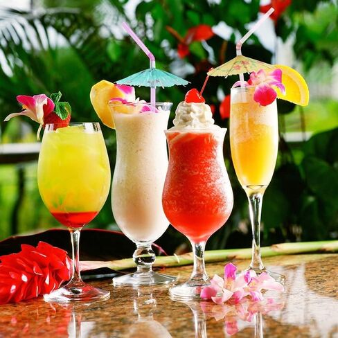 ALINK 100 Pcs Umbrella Drink Straws, Plastic Fancy Cocktail Straws, Tropical Luau Party Straws for Hawaiian/Birthday/Pool Party Decorations in Kuwait