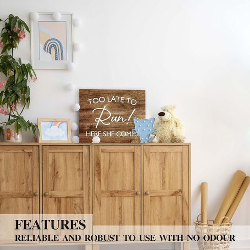 Ring Bearer Sign, Wedding Signs Too Late To Run Here She Comes Wood Plaque, Rustic Wedding Home Wall Hanging Decor Here Comes The Bride Sign (A06) in Saudi Arabia