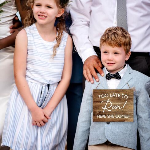 Ring Bearer Sign, Wedding Signs Too Late To Run Here She Comes Wood Plaque, Rustic Wedding Home Wall Hanging Decor Here Comes The Bride Sign (A06) in Saudi Arabia