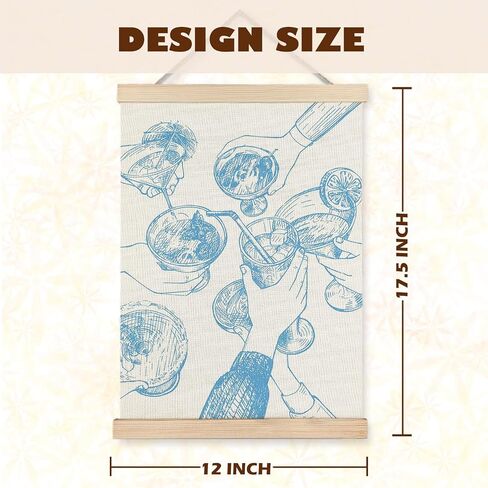 LUVADIAN Bar Art Wall Decor, Trendy Retro Blue Cheers Cocktail Champagne Poster Hanger Frame, Bar Cart Wall Decor, Preppy Dorm Apartment Decor, Bar Wall Art, Bar Signs Wall Decor, 12x16 Inches in Saudi Arabia