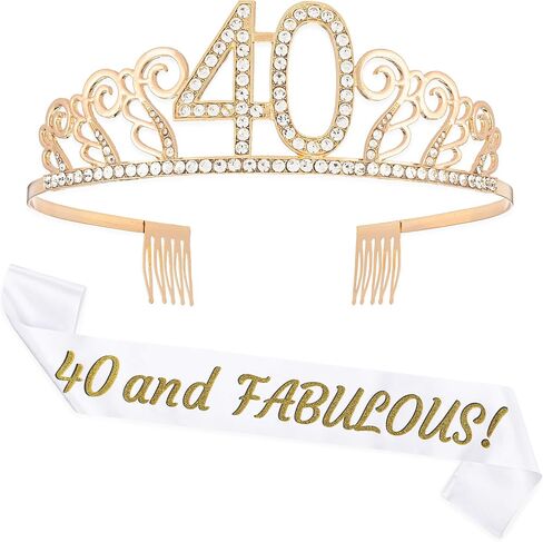 Ages Birthday Sash and Tiara - Pink & Gold Premium Birthday Decorations for Girls - Happy Birthday Gifts for Girls and Women Tiara Sash in Saudi Arabia