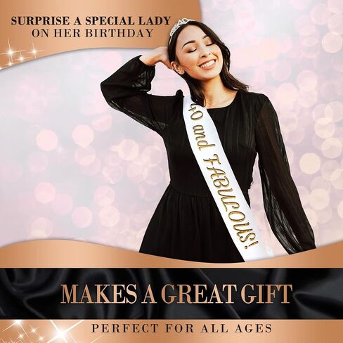 Ages Birthday Sash and Tiara - Pink & Gold Premium Birthday Decorations for Girls - Happy Birthday Gifts for Girls and Women Tiara Sash in Saudi Arabia