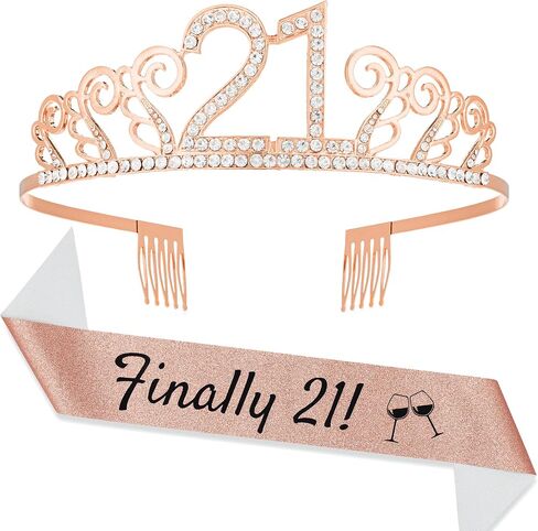 Ages Birthday Sash and Tiara - Pink & Gold Premium Birthday Decorations for Girls - Happy Birthday Gifts for Girls and Women Tiara Sash in Saudi Arabia