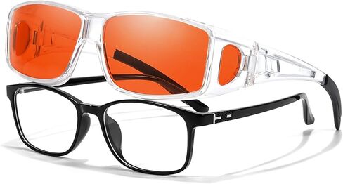 LVIOE Fit Over Blue Light Blocking Glasses for Women Men, Wraparound Wear Over Glasses Reduce Eyestrain Sleep Better LB0311M in Kuwait