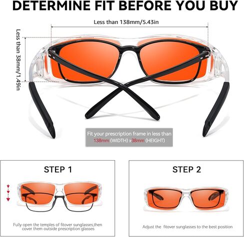 LVIOE Fit Over Blue Light Blocking Glasses for Women Men, Wraparound Wear Over Glasses Reduce Eyestrain Sleep Better LB0311M in Kuwait