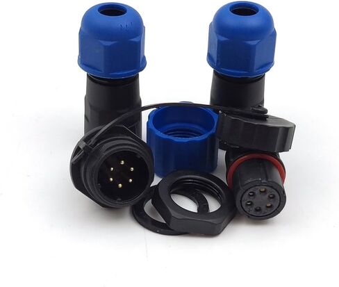 SD13 6pin Waterproof Power Connector, IP68 LED 6-pin connectors, Power Charger Plug Socket, Mechanical Cable connectors Plug(Female)-Socket(Male) (6pin, Direct Plug) in Saudi Arabia