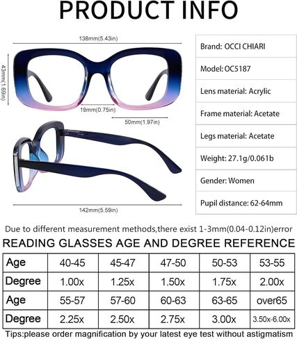 OCCI CHIARI Narrow Rectangular Reading Glasses for Women Stylish Unique Readers in Saudi Arabia