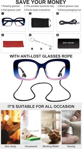 OCCI CHIARI Narrow Rectangular Reading Glasses for Women Stylish Unique Readers in Saudi Arabia
