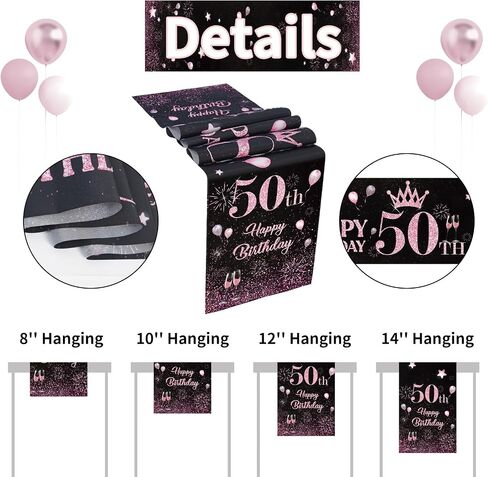 18th Birthday Table Runner Black Pink Happy 18th Birthday Table Runner for 18 Years Old Women Girls Her Celebrate Birthday Party Decorations Non-Slip Dining Table Linen Cover Cloth Decor 72 Inch Long in Saudi Arabia