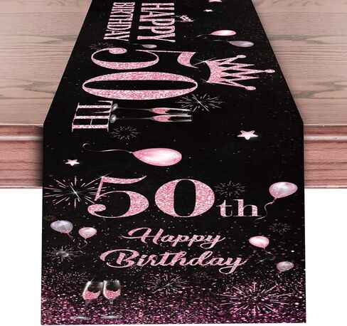18th Birthday Table Runner Black Pink Happy 18th Birthday Table Runner for 18 Years Old Women Girls Her Celebrate Birthday Party Decorations Non-Slip Dining Table Linen Cover Cloth Decor 72 Inch Long in Saudi Arabia