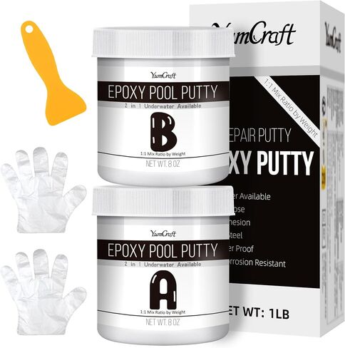 Epoxy Putty - 16oz Epoxy Pool Putty 2 in 1 Underwater or Above Repair Putty for Fixing Leaks, Cracks, Repairing, Filling, Sculpting - 2 Part Epoxy Glue for Metal, Tile, Concrete, Ceramics (White) in Saudi Arabia