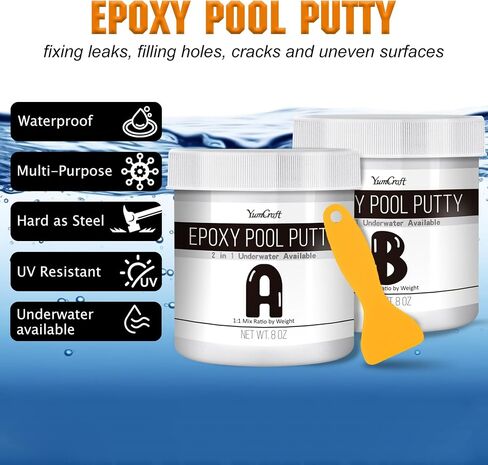 Epoxy Putty - 16oz Epoxy Pool Putty 2 in 1 Underwater or Above Repair Putty for Fixing Leaks, Cracks, Repairing, Filling, Sculpting - 2 Part Epoxy Glue for Metal, Tile, Concrete, Ceramics (White) in Saudi Arabia