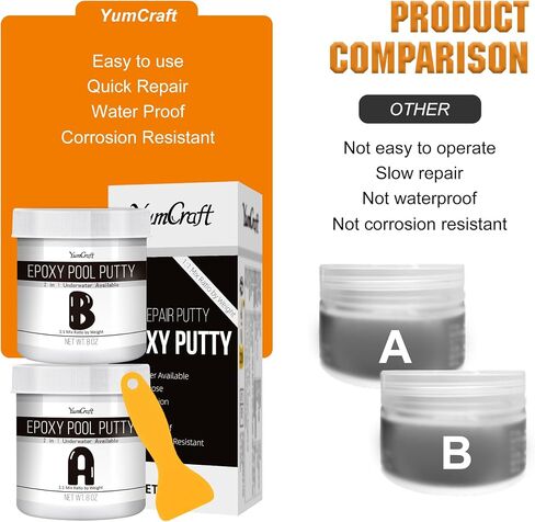 Epoxy Putty - 16oz Epoxy Pool Putty 2 in 1 Underwater or Above Repair Putty for Fixing Leaks, Cracks, Repairing, Filling, Sculpting - 2 Part Epoxy Glue for Metal, Tile, Concrete, Ceramics (White) in Saudi Arabia