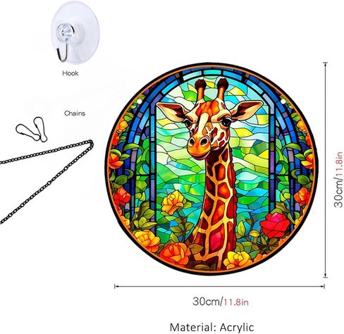 MATIHAY Giraffe Acrylic Window Hanging - Funny Giraffe Wall Decor Tropical Party Decorations, Giraffe Room Decor for Nursery New Home Gifts (L, Giraffe) in Saudi Arabia