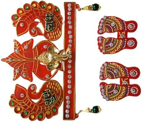ملصق Padam Enterprises الأكريليكي Shubh Labh وLaxmi Charan Paduka لتزيين الأبواب والجدران، ديكور ديوالي (مجموعة من 3) in Saudi Arabia