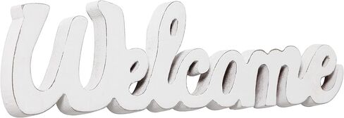 SOFE ريفي خشبي في الهواء الطلق علامة ترحيب للشرفة الأمامية 15 "، الجدار شنقا علامة الرسالة البيضاء، علامات عيد الميلاد مزرعة لديكور المنزل، علامات الشكر لمدخل باب غرفة المعيشة الطاولة in Kuwait