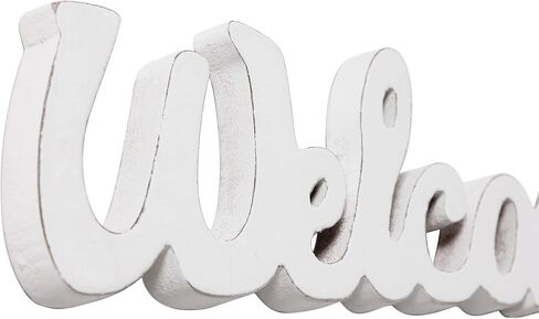 SOFE ريفي خشبي في الهواء الطلق علامة ترحيب للشرفة الأمامية 15 "، الجدار شنقا علامة الرسالة البيضاء، علامات عيد الميلاد مزرعة لديكور المنزل، علامات الشكر لمدخل باب غرفة المعيشة الطاولة in Kuwait