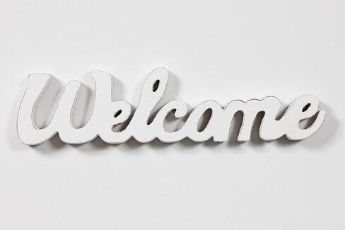 SOFE ريفي خشبي في الهواء الطلق علامة ترحيب للشرفة الأمامية 15 "، الجدار شنقا علامة الرسالة البيضاء، علامات عيد الميلاد مزرعة لديكور المنزل، علامات الشكر لمدخل باب غرفة المعيشة الطاولة in Kuwait