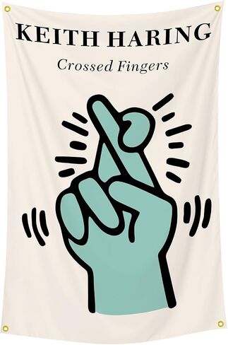 owupIa Crossed Fingers Keith Tapestry 2x3ft College Dorm Decor Office,Fade Proof Decorations With 4 Brass Grommets (FF6) in Saudi Arabia