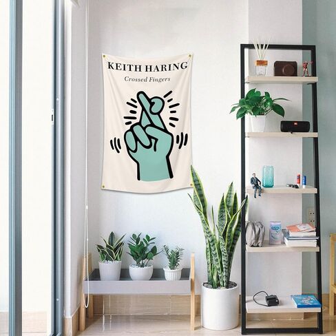 owupIa Crossed Fingers Keith Tapestry 2x3ft College Dorm Decor Office,Fade Proof Decorations With 4 Brass Grommets (FF6) in Saudi Arabia