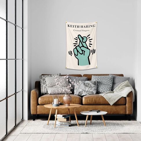 owupIa Crossed Fingers Keith Tapestry 2x3ft College Dorm Decor Office,Fade Proof Decorations With 4 Brass Grommets (FF6) in Saudi Arabia