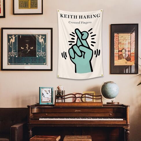 owupIa Crossed Fingers Keith Tapestry 2x3ft College Dorm Decor Office,Fade Proof Decorations With 4 Brass Grommets (FF6) in Saudi Arabia