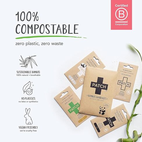 حزمة عينات صديقة للبيئة أثناء التنقل، ضمادات من الخيزران، لا تسبب الحساسية، خالية من اللاتكس، خالية من البلاستيك، خالية من النفايات بنسبة 100%، قابلة للتحلل - للبشرة الحساسة، زيت جوز الهند، الفحم المنشط، الصبار، طبيعي، 16 قيراط in Kuwait