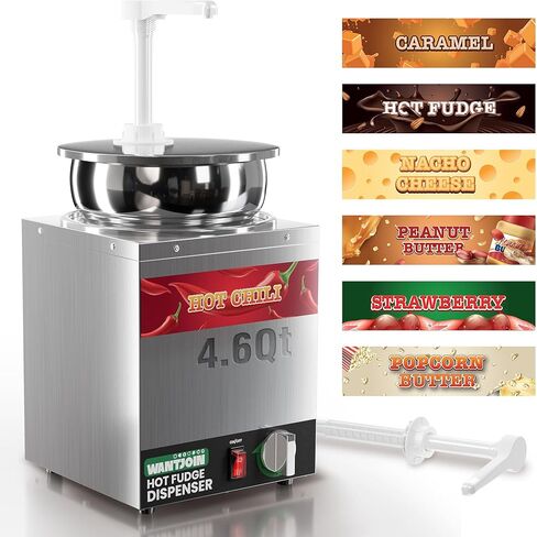 Nacho Cheese Dispenser with Pump,2.2Qt Nacho Cheese Warmer,Stainless Steel Hot Fudge Warmer W/5-Level Temperature Adjustment,Commercial Hot Fudge Dispenser for Hot Fudge Cheese Caramel in Saudi Arabia