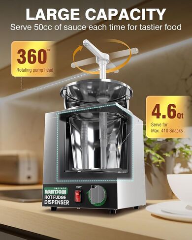 Nacho Cheese Dispenser with Pump,2.2Qt Nacho Cheese Warmer,Stainless Steel Hot Fudge Warmer W/5-Level Temperature Adjustment,Commercial Hot Fudge Dispenser for Hot Fudge Cheese Caramel in Saudi Arabia