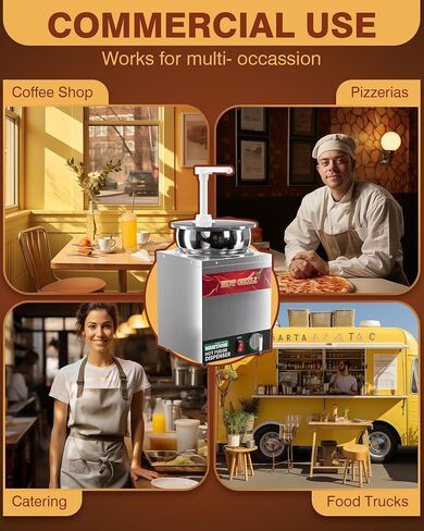 Nacho Cheese Dispenser with Pump,2.2Qt Nacho Cheese Warmer,Stainless Steel Hot Fudge Warmer W/5-Level Temperature Adjustment,Commercial Hot Fudge Dispenser for Hot Fudge Cheese Caramel in Saudi Arabia