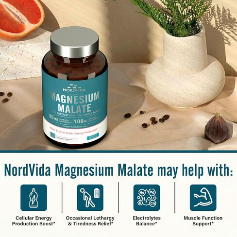Magnesium Malate, 90 mg Elemental Magnesium, for Both Adults & Kids, Fully Chelated with Malic Acid, Support Energy Production & Muscle Health, Gut Friendly, Easy to Swallow, 90 Tiny Caps in Saudi Arabia