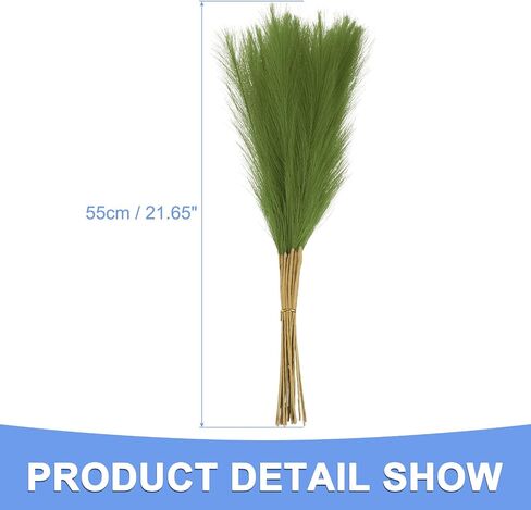 Pampas Artificial Grass - 20 Pack Fake Faux Pampas Grass Fits for Wedding Decorate DIY Crafts - Polyester Artificial Grass - (21", Grass Green) in Kuwait