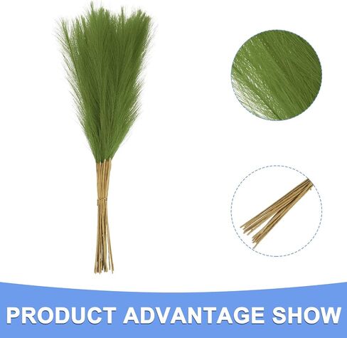 Pampas Artificial Grass - 20 Pack Fake Faux Pampas Grass Fits for Wedding Decorate DIY Crafts - Polyester Artificial Grass - (21", Grass Green) in Kuwait