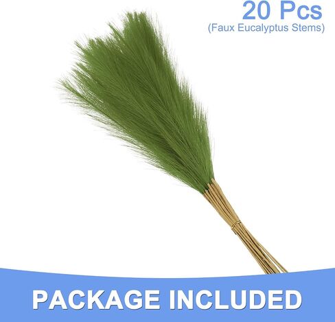 Pampas Artificial Grass - 20 Pack Fake Faux Pampas Grass Fits for Wedding Decorate DIY Crafts - Polyester Artificial Grass - (21", Grass Green) in Kuwait