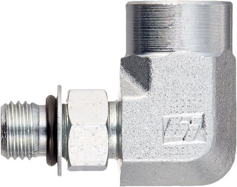 Brennan Industries 6805-04-04-NWO-FG Forged Steel 90 Degree Elbow Tube Fitting, 7/16"-20 SAE ORB x 1/4"-18 NPTF Thread, 1/4" Male Adjustable O-Ring Boss x 1/4" Female NPTF in Saudi Arabia