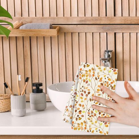 100Pcs Fall Paper Guest Napkins Branches Leaves Bathroom Napkins Autumn Orange Disposable Hand Towel Napkin for Thanksgiving Home Party Supplies in Saudi Arabia