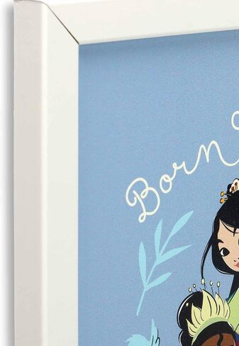 ديكور حائط خشبي مؤطر من Open Road Brands Disney Princess Born to Dream - صورة أميرة جميلة تضم مولان وتيانا وسندريلا وبيل in Kuwait