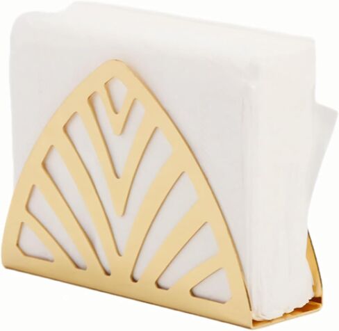 KNC Plating Gold Freestanding Tabletop Napkin Holder,Decorative Tissue Dispenser,Modern Geometric Napkin Holders For Kitchen/Table Napkin Holder With Non-Skid Feet (Maple leaf), Large, Golden in Saudi Arabia