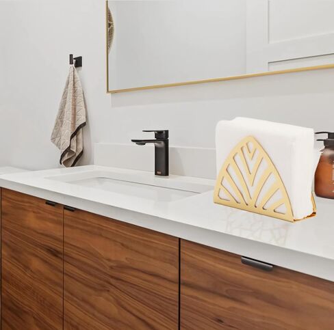 KNC Plating Gold Freestanding Tabletop Napkin Holder,Decorative Tissue Dispenser,Modern Geometric Napkin Holders For Kitchen/Table Napkin Holder With Non-Skid Feet (Maple leaf), Large, Golden in Saudi Arabia