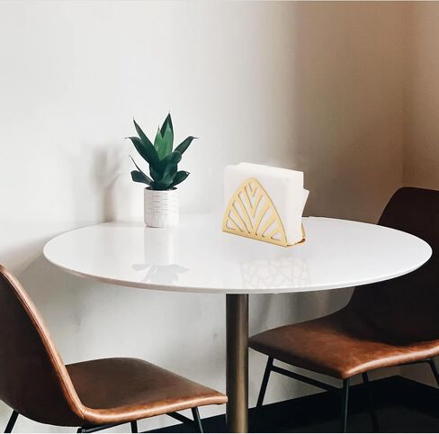 KNC Plating Gold Freestanding Tabletop Napkin Holder,Decorative Tissue Dispenser,Modern Geometric Napkin Holders For Kitchen/Table Napkin Holder With Non-Skid Feet (Maple leaf), Large, Golden in Saudi Arabia