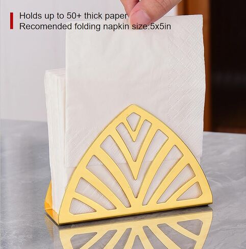 KNC Plating Gold Freestanding Tabletop Napkin Holder,Decorative Tissue Dispenser,Modern Geometric Napkin Holders For Kitchen/Table Napkin Holder With Non-Skid Feet (Maple leaf), Large, Golden in Saudi Arabia