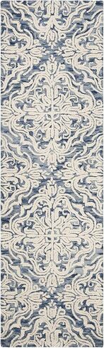 SAFAVIEH Blossom Collection 2' 3" x 12' Blue/Ivory BLM103M Handmade Premium Wool Entryway Foyer Living Room Kitchen Runner Rug in Saudi Arabia